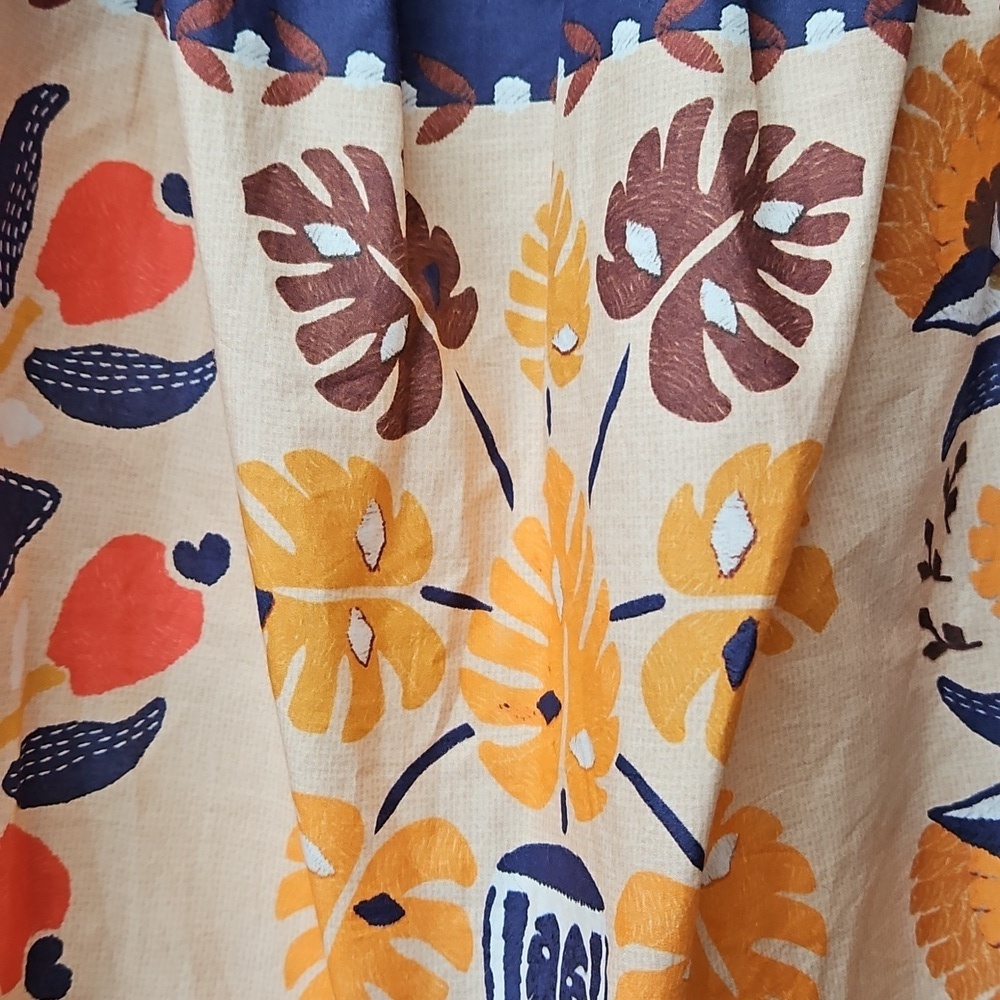 Farm Rio x Anthropologie Off-the-Shoulder Printed Poplin Top Sz Small Womens - Picture 3 of 6